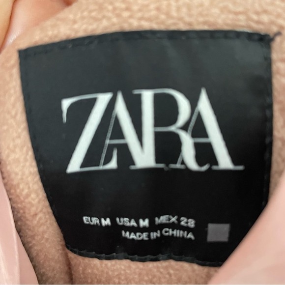 NEW With Tags Zara Dusty Pink Metallic Oversized Hooded Down Puffer Coat Medium - Picture 10 of 13